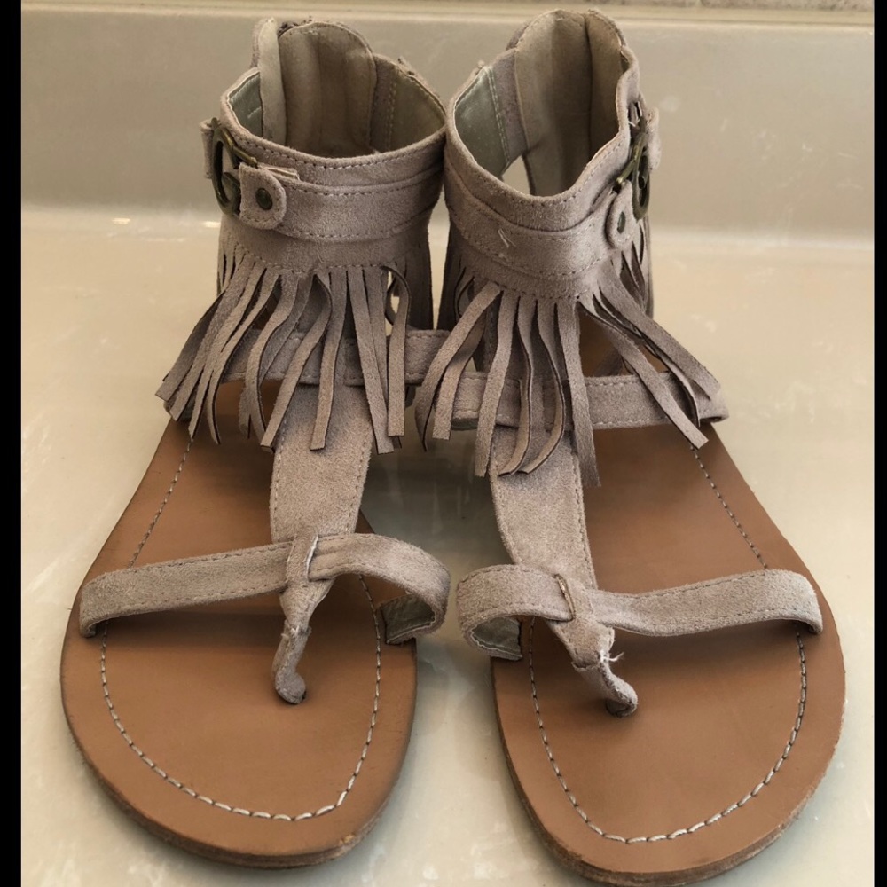Tan Fringe Guess Sandals